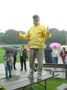 Peter addressing the crowd