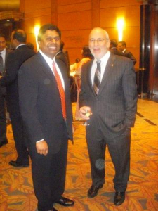 Peter with Professor R. Sri Ranjan, President of the Canadian Tamil Congress