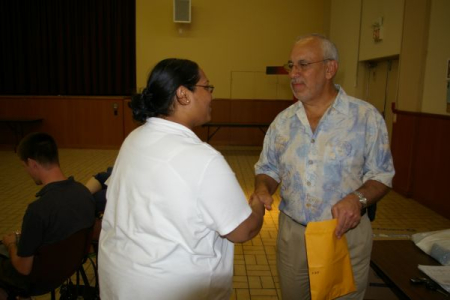 Peter talking to the students