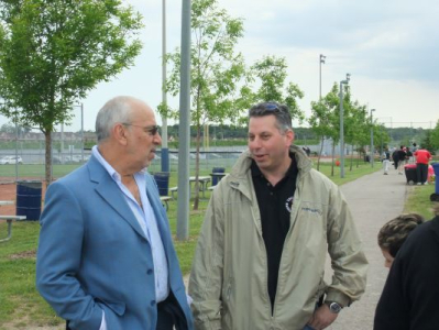 Peter talking to one of the dad's before the game