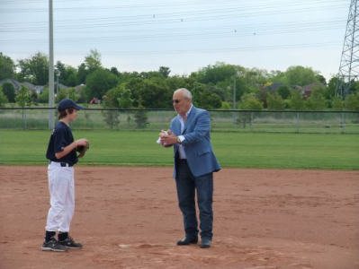 Peter about to throw the pitch
