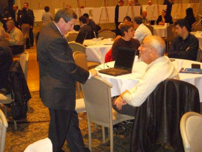 Peter speaking with Bill Fisch, York Region Chair