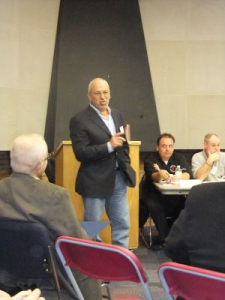 Peter addressing the crowd