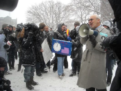 Peter Shurman speaking to students at the rally