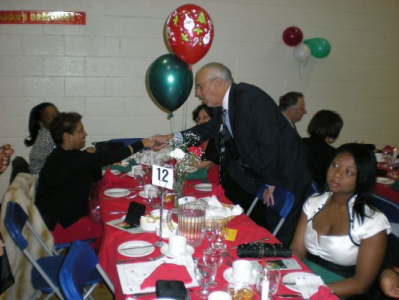Peter Meeting guest at the Christmas Party