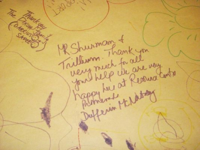 Thank you note from one of the members