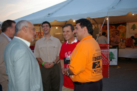 Peter talking to members of the Armenian community