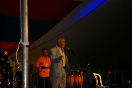 Addressing the crowd