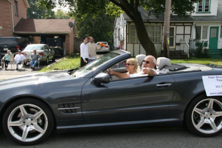 Peter and Carole driving in the Parade