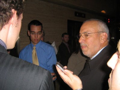 Peter talking to the media