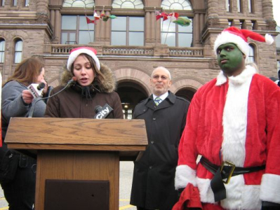Peter listening to students speak at the rally