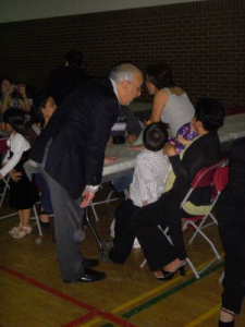 Peter meeting with members of the Filipino Community.