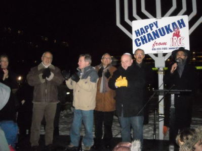 Peter participating in the Chanukah celebrations
